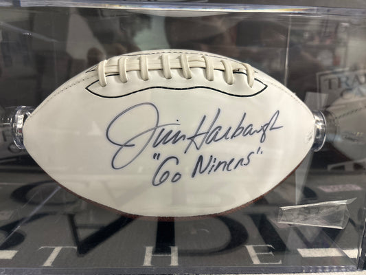 Jim Harbough Signed Football JSA